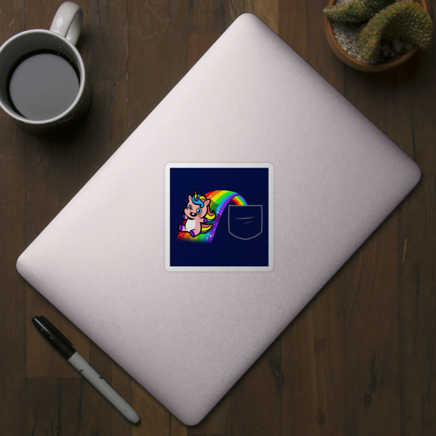 Kawaii Cute Unicorn Cartoon Sliding On Rainbow Pocket Design by Originals By Boggs